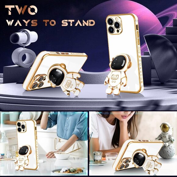 Astronaut Case for iPhone 12 Pro Max Cute Girly Design Hidden Stand Lens Cover - Picture 5 of 5